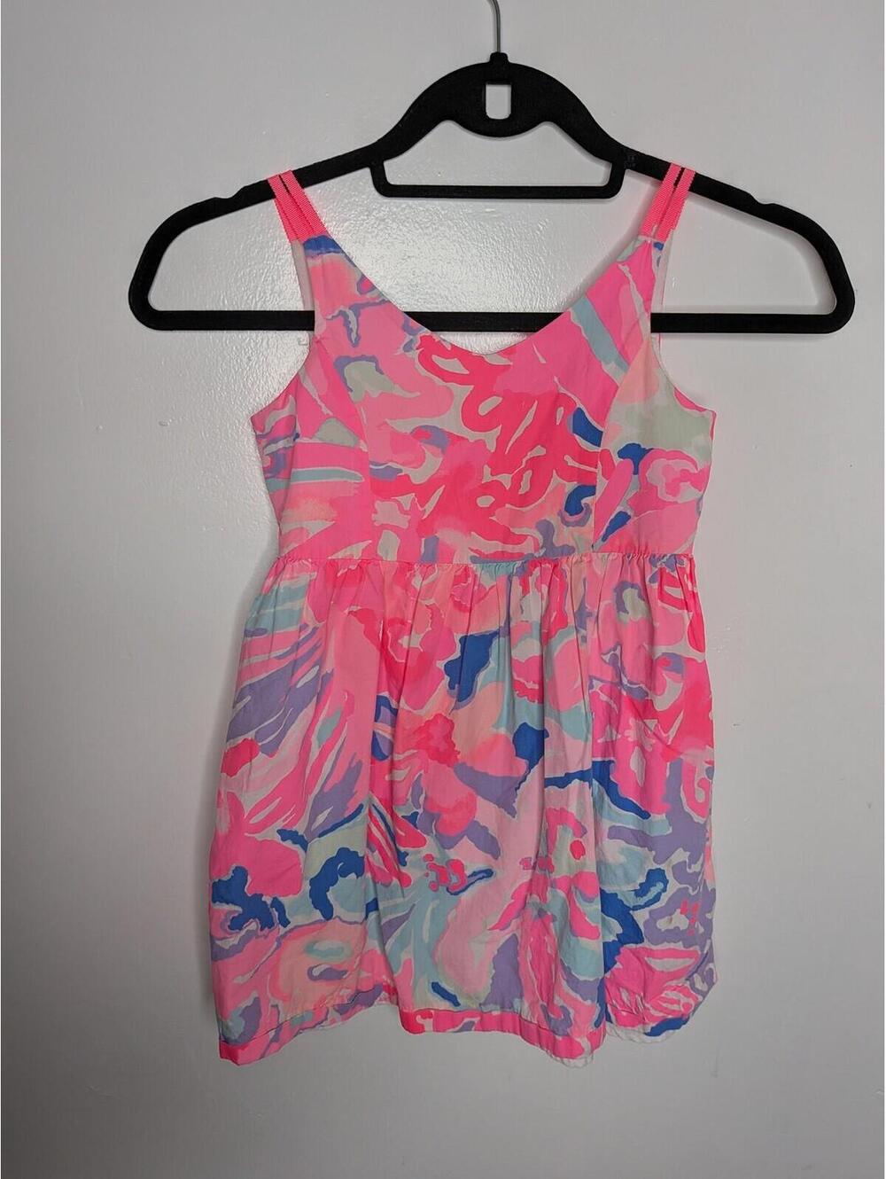 Lilly Pulitzer Sundress Girls 6 Multicolor Floral Scoop Neck Summer Party